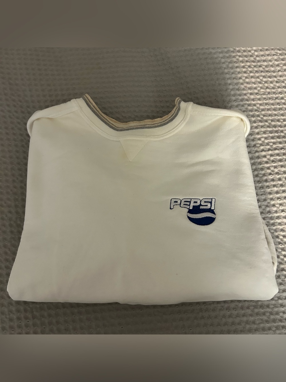 Off White Sweatshirt with Blue Pepsi Logo